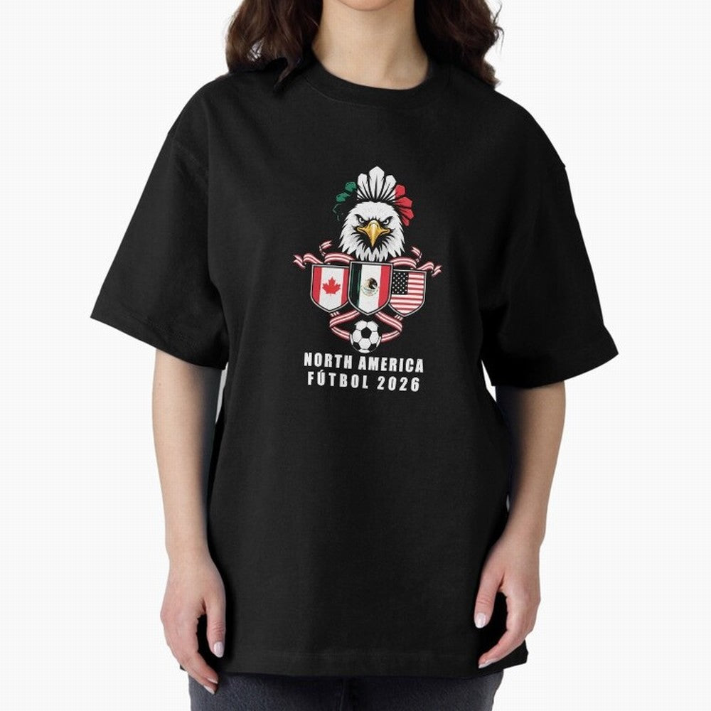 North America Football Spirit 2026 T-Shirt_82768088 Oversized T-Shirt Stand Out with Spirit from FIFA World Cup 2026 USA Canada Mexico Centered on Haaland, Brazil, Portugal and Argentina Energy, Stadium Chants, National Pride, Trophy Dreams and