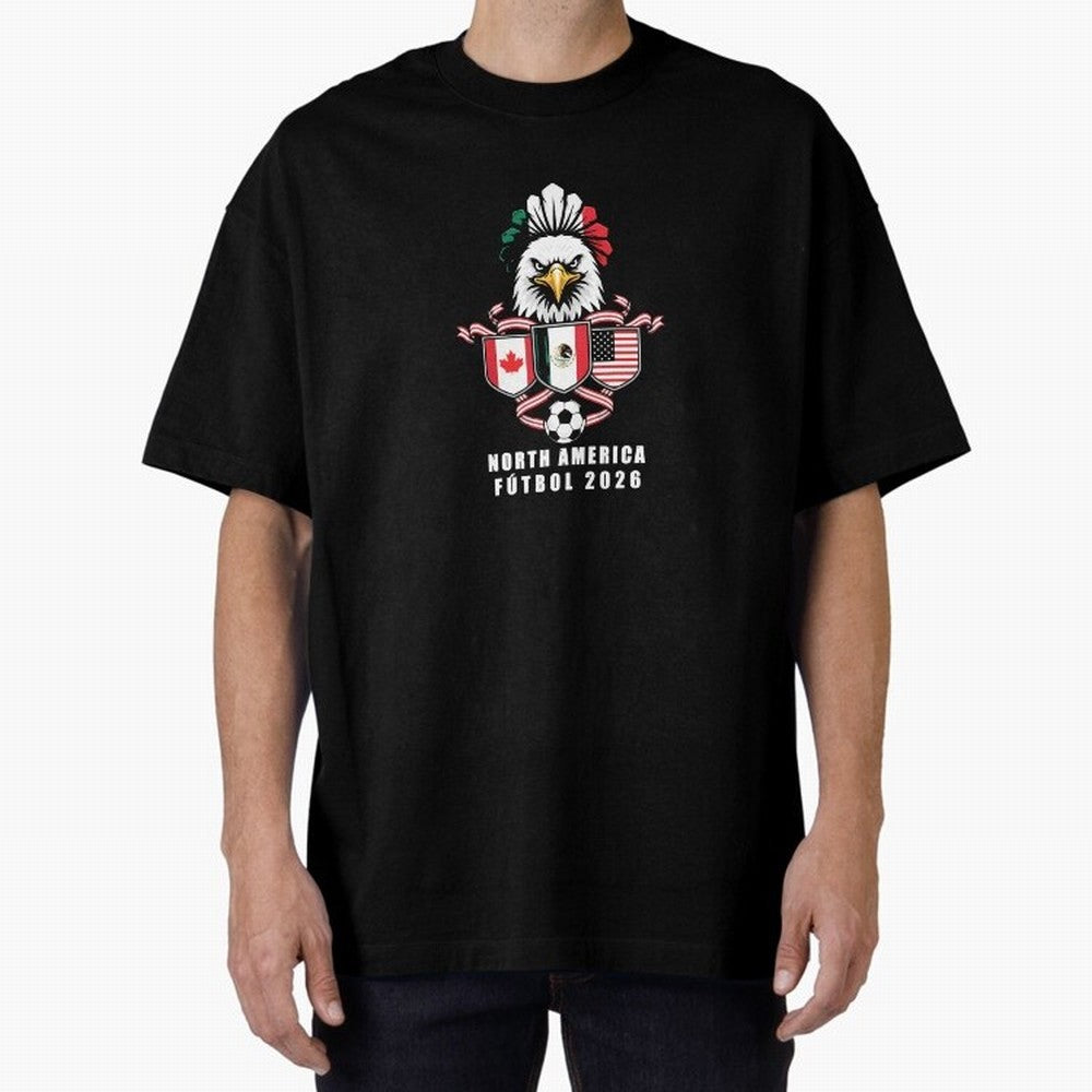 North America Football Spirit 2026 T-Shirt_82768088 Oversized T-Shirt Stand Out with Spirit from FIFA World Cup 2026 USA Canada Mexico Centered on Haaland, Brazil, Portugal and Argentina Energy, Stadium Chants, National Pride, Trophy Dreams and