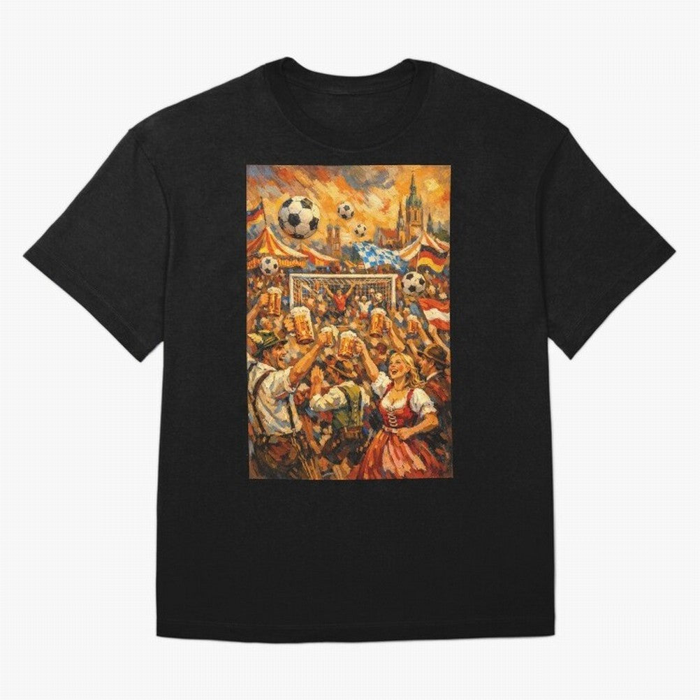 Festival Celebration with Soccer and Beer Oversized T-Shirt Turn Up for Match Day Hype around FIFA World Cup 2026 USA Canada Mexico, Messi, Neymar and Mbappe, Spain, Sports Nostalgia, International Competition, Famous Players and Unforgettable