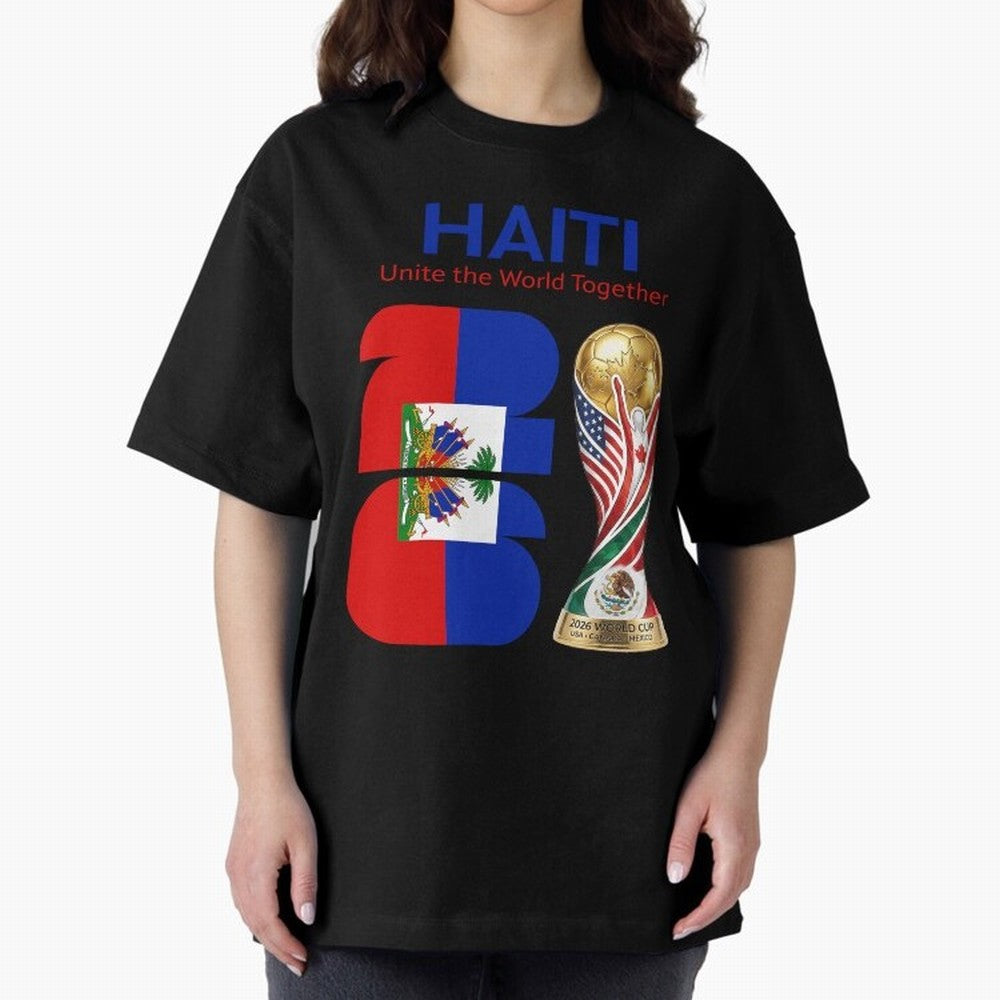 World Cup 2026, IMG 024, HAITI 014 Oversized T-Shirt Turn Football Passion into FIFA World Cup 2026 Spirit, Centered on Argentina, France and Brazil, Neymar, Global Supporter Spirit, Legendary Goals, National Colors and Tournament Celebration; Made