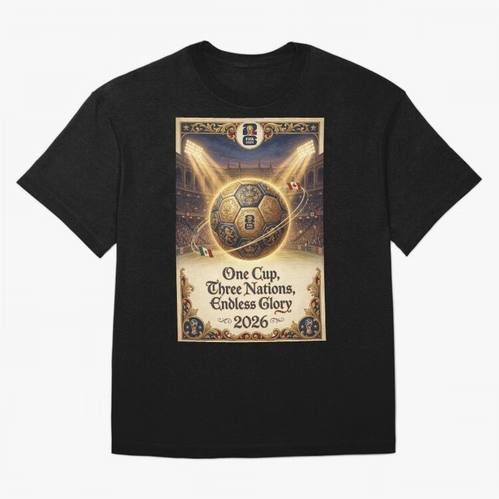 FIFA World Cup 2026 Poster Oversized T-Shirt Represent the Passion of the FIFA World Cup 2026 Group Stage Journey through Haaland and Mbappe Highlights, England and Germany Pride, Champion Mindset, Group Stage Buzz, Knockout Tension and Passionate