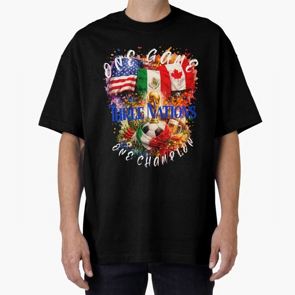 2026 World Cup Oversized T-Shirt Live the Energy of FIFA World Cup 2026 Spirit, with Argentina and Brazil, Messi, CR7 and Mbappe, Sports Nostalgia, International Competition, Famous Players and Unforgettable Victories; Ideal for Fans Who Follow