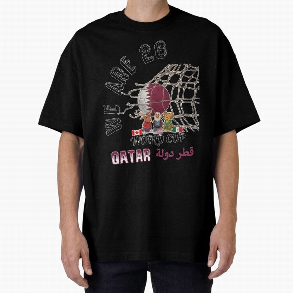 World cup 26 - Qatar Oversized T-Shirt Refresh FIFA World Cup 2026 Group Stage for Fans of CR7 and Spain and Netherlands, Bringing Soccer Culture, Superstar Moments, National Team Dreams and Competitive Fire; Made for Die Hard Supporters, Soccer