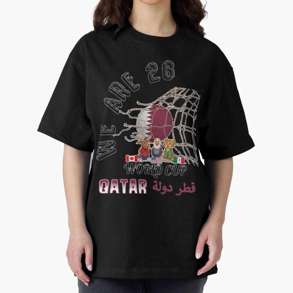 World cup 26 - Qatar Oversized T-Shirt Refresh FIFA World Cup 2026 Group Stage for Fans of CR7 and Spain and Netherlands, Bringing Soccer Culture, Superstar Moments, National Team Dreams and Competitive Fire; Made for Die Hard Supporters, Soccer