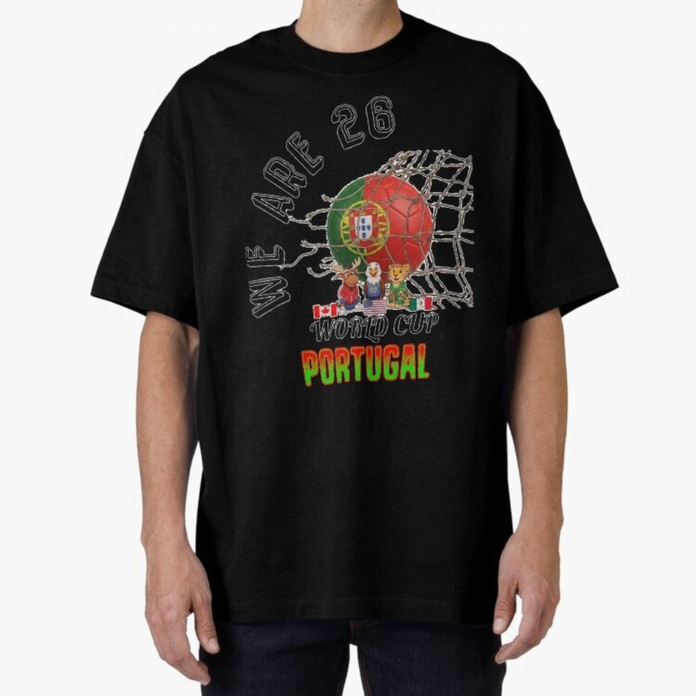World cup 26 - Portugal Oversized T-Shirt Represent Match Day Hype around FIFA World Cup 2026, Haaland and Mbappe, England and Germany, Championship Spirit, Famous Goals, Roaring Crowds and International Football Unity; Ideal for Football Dads,