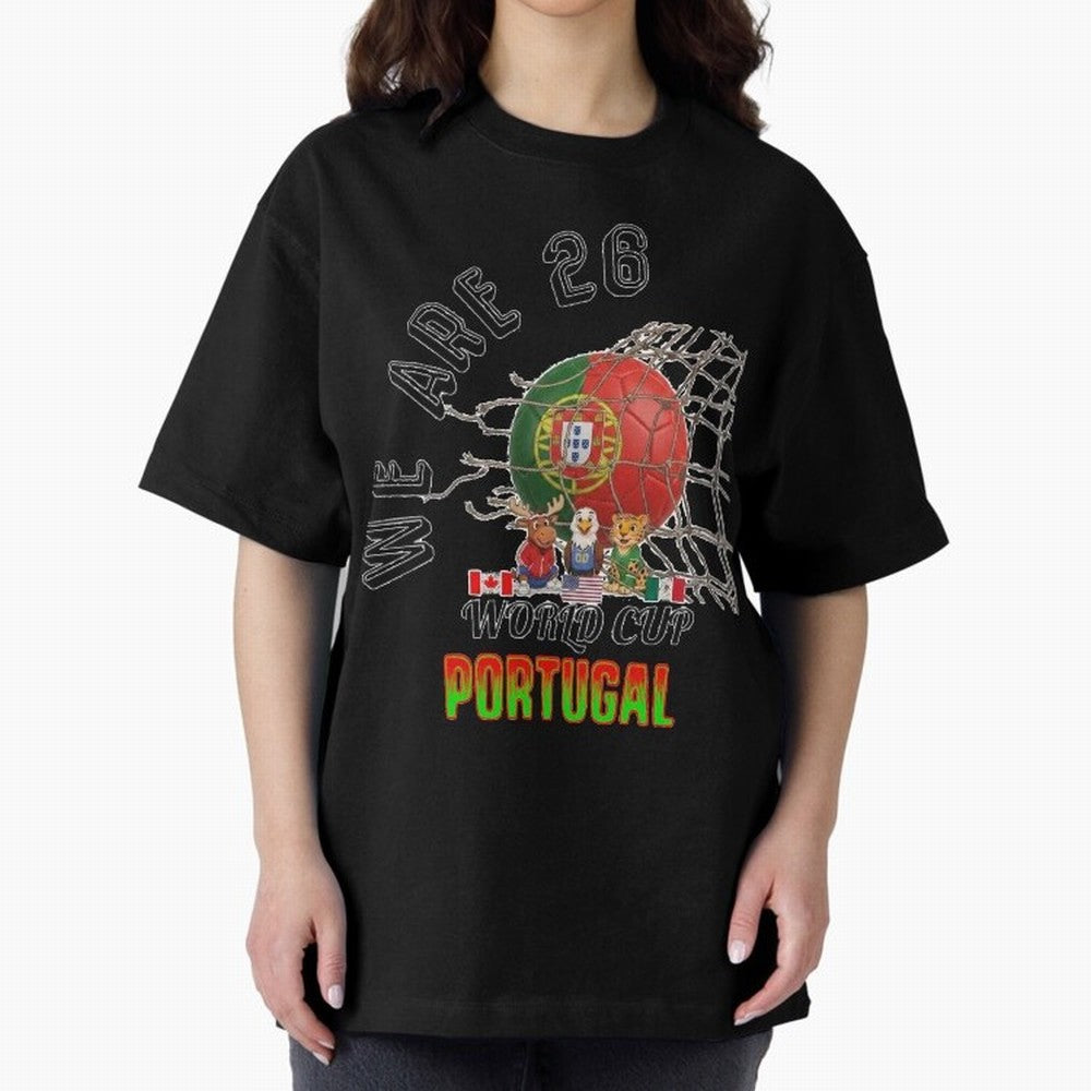 World cup 26 - Portugal Oversized T-Shirt Represent Match Day Hype around FIFA World Cup 2026, Haaland and Mbappe, England and Germany, Championship Spirit, Famous Goals, Roaring Crowds and International Football Unity; Ideal for Football Dads,