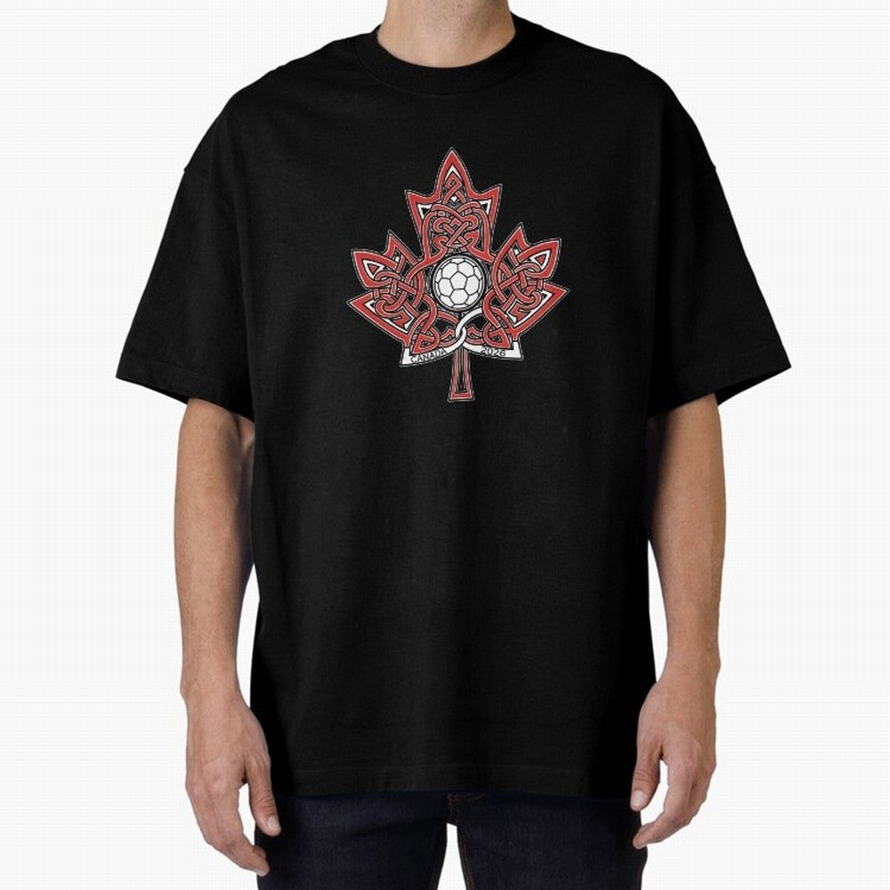 Interwoven Maple Leaf Canada Soccer 2026 T-Shirt_83135197 Oversized T-Shirt Celebrate the Magic of Match Day Hype around FIFA World Cup 2026, Messi and Cristiano Ronaldo, Brazil, Football History, Final Match Energy, Crowd Noise and Once in a