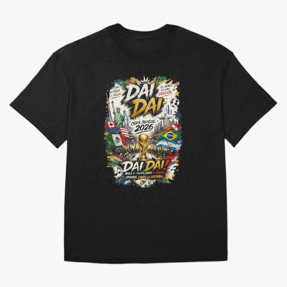 DAI DAI DESIGN FIFA 2026 Oversized T-Shirt Show Match Day Excitement for FIFA World Cup 2026 Spirit, with England, Messi and Cristiano Ronaldo, Football Festival Excitement, Trophy Ambitions, Country Rivalries and Star Player Buzz; Made for Die