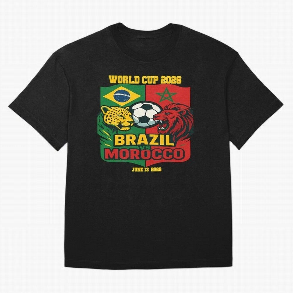 Brazil Vs Morocco June 13 2026 World Cup Soccer We Are Morocco Oversized T-Shirt Show Love for Legendary Goals in FIFA World Cup 2026 USA Canada Mexico Featuring Neymar, Haaland and Cristiano Ronaldo, Spain and Netherlands Energy, Vintage Soccer