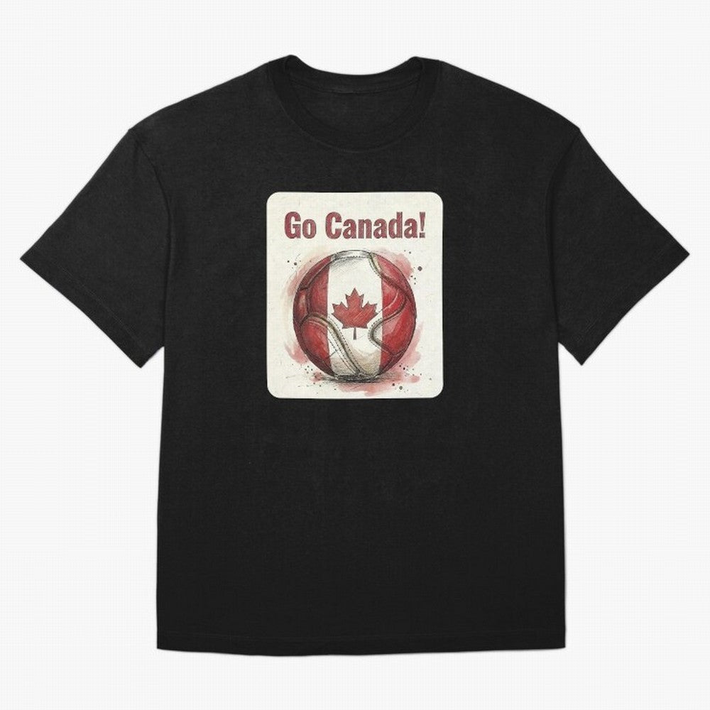 Go Canada Soccer Ball Flag | Canadian Football Fan Graphic Tee Oversized T-Shirt Feel the Roar of Match Day Hype around FIFA World Cup 2026, Messi, Neymar and Mbappe, England, France and Netherlands, Fan Favorite Moments, National Team Passion, Big