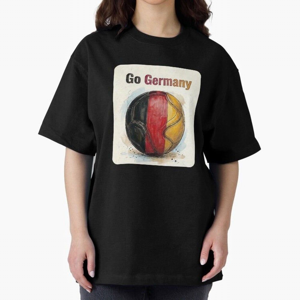 Go Germany Soccer Ball Flag | German Football Fan Graphic Tee Oversized T-Shirt Live for the Drama of FIFA World Cup 2026 Spirit, Celebrating Brazil, CR7, Fan Favorite Moments, National Team Passion, Big Match Drama and Soccer History; Perfect for