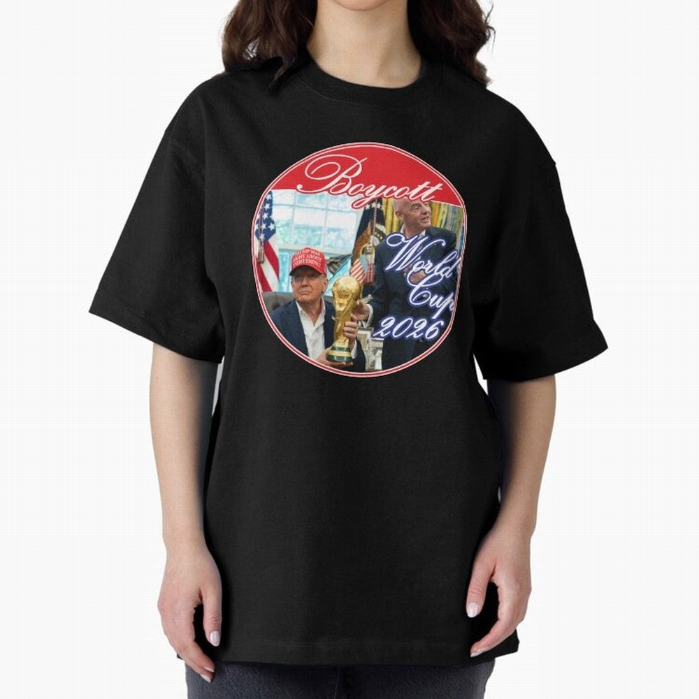 Boycott World Cup 2026 Oversized T-Shirt Cheer for FIFA World Cup 2026 Group Stage Highlighting Messi, CR7 and Mbappe, Argentina Energy, Supporter Pride, Iconic Celebrations, Legendary Names and Global Match Day Energy; Made for Collectors Who