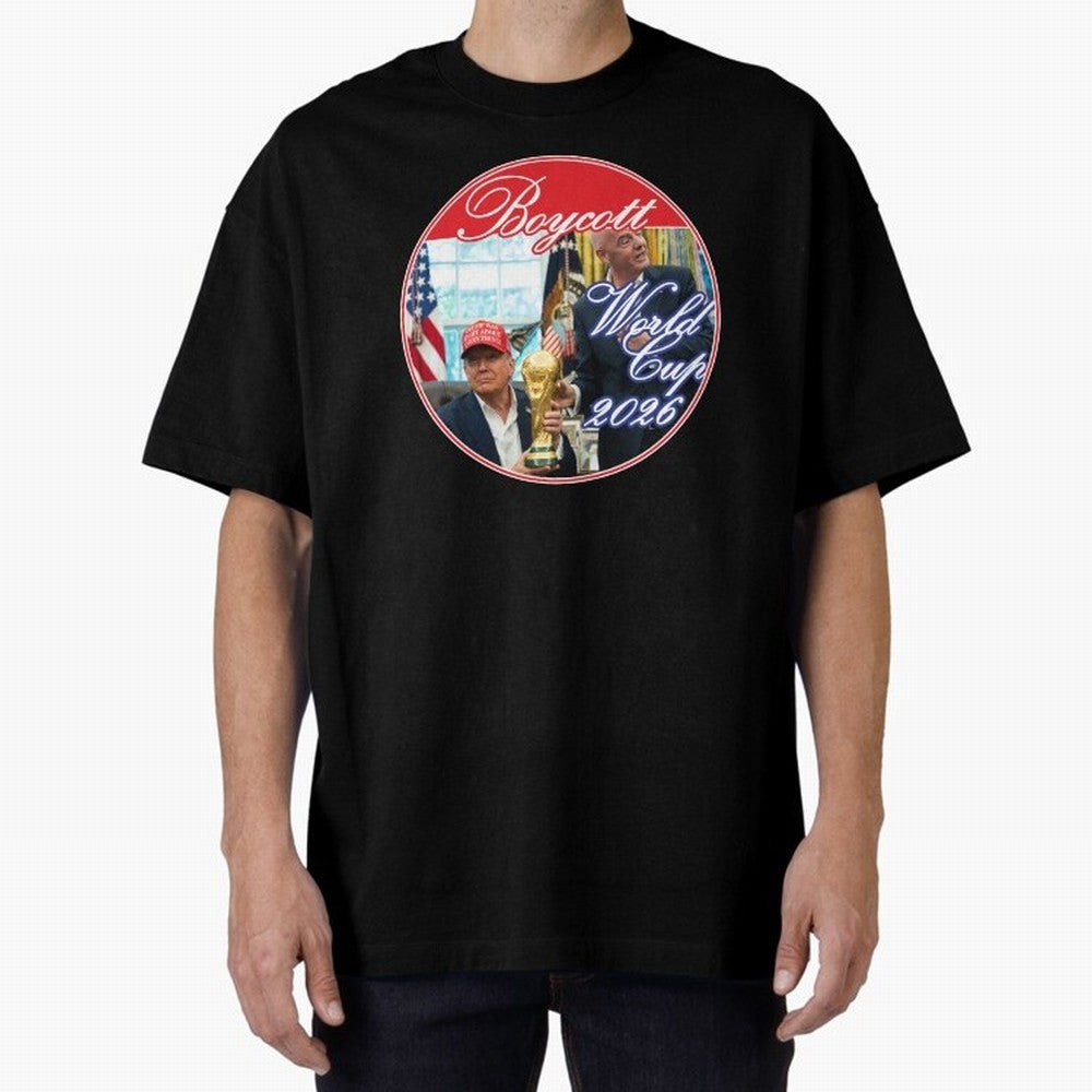 Boycott World Cup 2026 Oversized T-Shirt Cheer for FIFA World Cup 2026 Group Stage Highlighting Messi, CR7 and Mbappe, Argentina Energy, Supporter Pride, Iconic Celebrations, Legendary Names and Global Match Day Energy; Made for Collectors Who