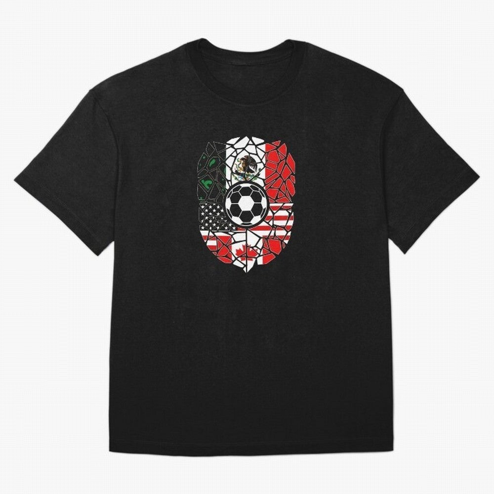 Mosaic Soccer Crest USA Canada Mexico Unity 2026 T-Shirt_82794688 Oversized T-Shirt Capture Stadium Memories from Global Football Passion for FIFA World Cup 2026 Group Stage, Capturing Haaland and Mbappe, Brazil, Portugal and Argentina, Vintage
