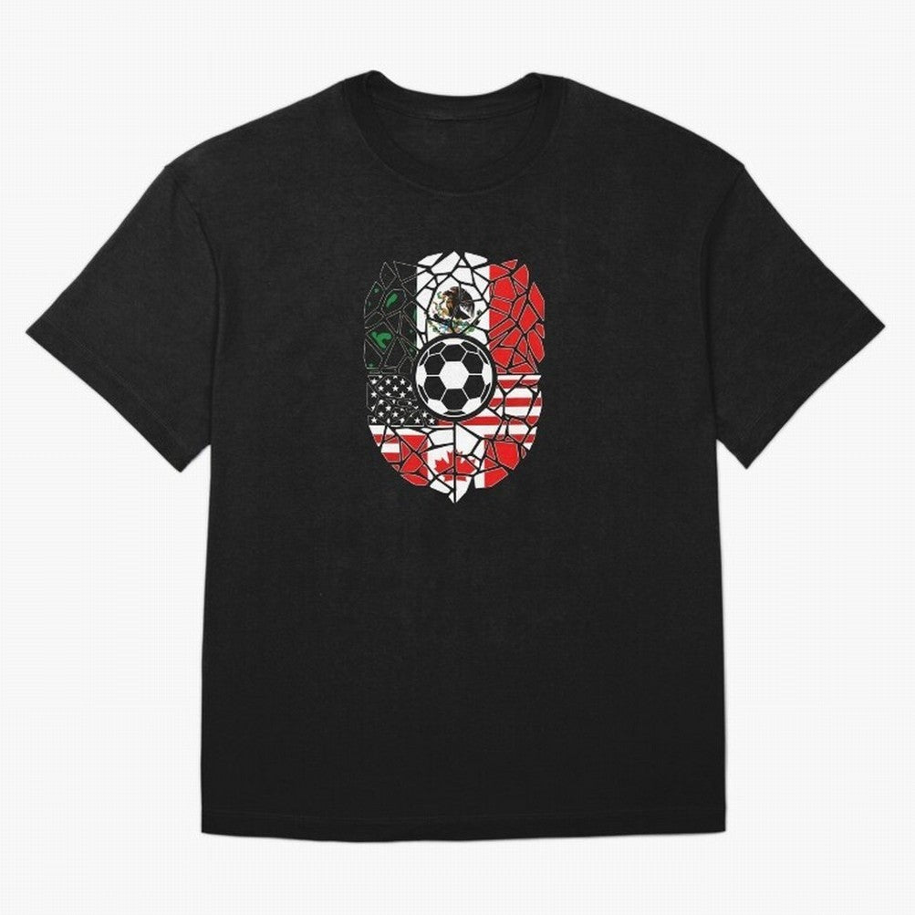 Mosaic Soccer Crest USA Canada Mexico Unity 2026 T-Shirt_82794688 Oversized T-Shirt Bring Legendary Rivalry Energy to the FIFA World Cup 2026 Journey through Mbappe Highlights, Spain and Netherlands Pride, Football Festival Excitement, Trophy