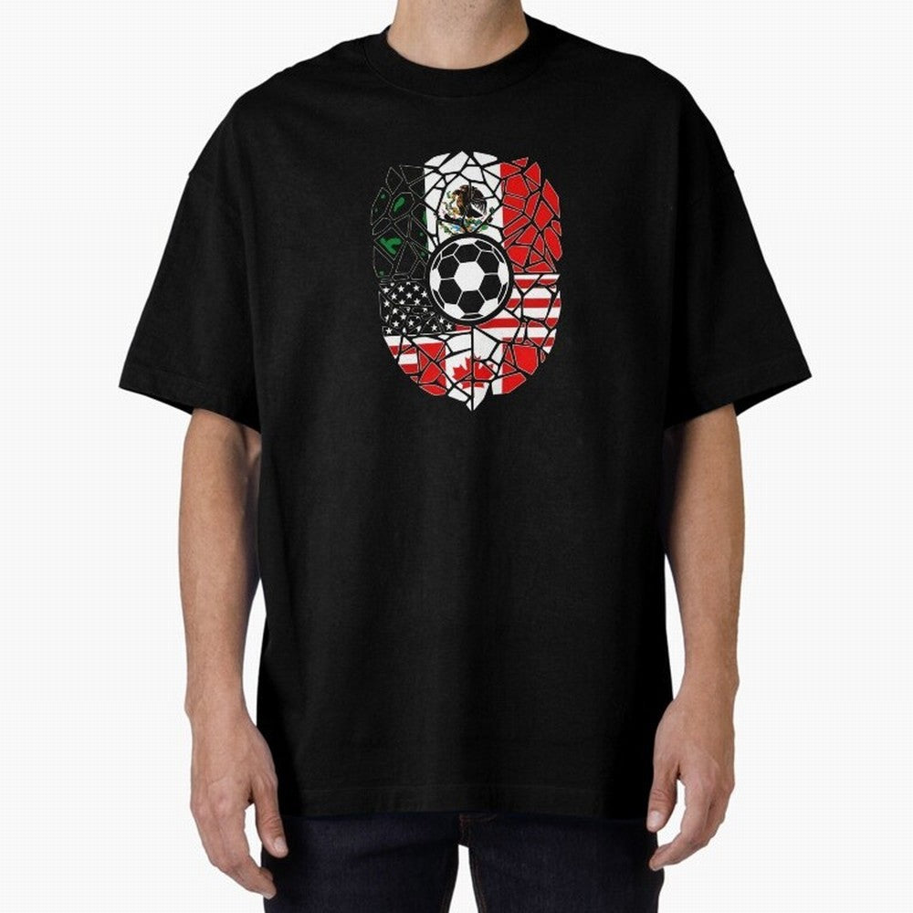 Mosaic Soccer Crest USA Canada Mexico Unity 2026 T-Shirt_82794688 Oversized T-Shirt Carry the Dream of FIFA World Cup 2026 USA Canada Mexico for Fans of Messi, Neymar and Mbappe and Netherlands, Bringing Football History, Final Match Energy, Crowd