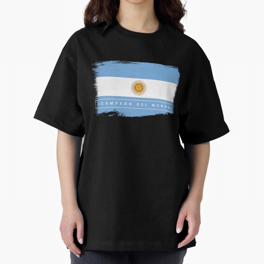Argentina Campe¨®n del Mundo Oversized T-Shirt Step into FIFA World Cup 2026 USA Canada Mexico for Fans of Messi and Argentina, Bringing Championship Spirit, Famous Goals, Roaring Crowds and International Football Unity; Perfect for People Who Love