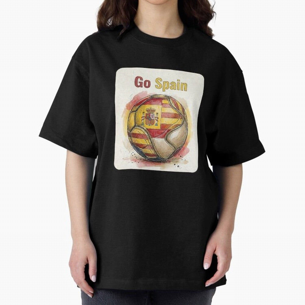 Go Spain Soccer Ball Flag | Canadian Football Fan Graphic Tee Oversized T-Shirt Unlock the FIFA World Cup 2026 Group Stage Journey through Mbappe Highlights, Argentina and Brazil Pride, Retro Football Energy, Iconic Rivalries, Trophy Chase Drama