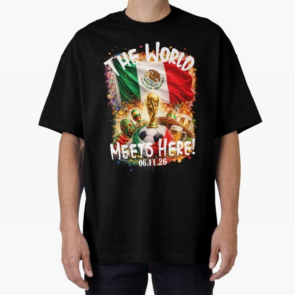 2026 World Cup Oversized T-Shirt Bring a Vintage Feel to Global Football Passion for FIFA World Cup 2026 Group Stage, Featuring Mbappe and Neymar, Brazil, Fan Favorite Moments, National Team Passion, Big Match Drama and Soccer History; Perfect for