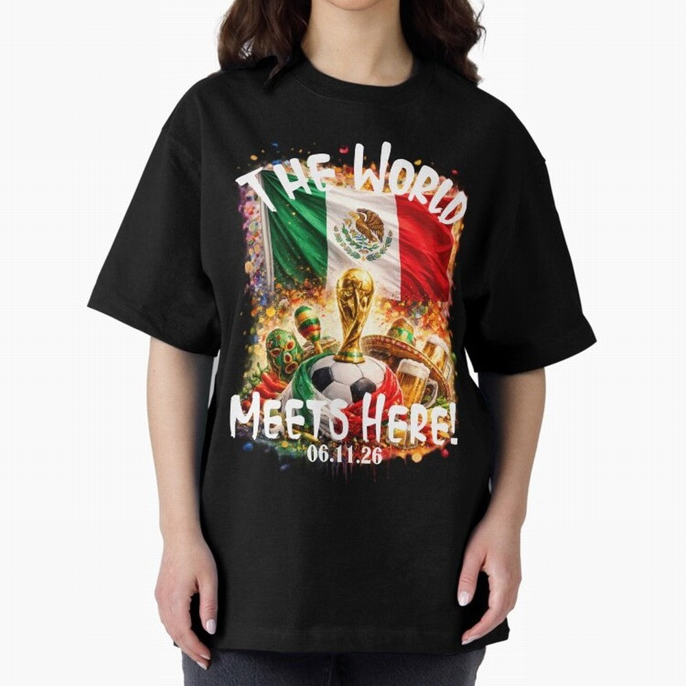 2026 World Cup Oversized T-Shirt Bring a Vintage Feel to Global Football Passion for FIFA World Cup 2026 Group Stage, Featuring Mbappe and Neymar, Brazil, Fan Favorite Moments, National Team Passion, Big Match Drama and Soccer History; Perfect for