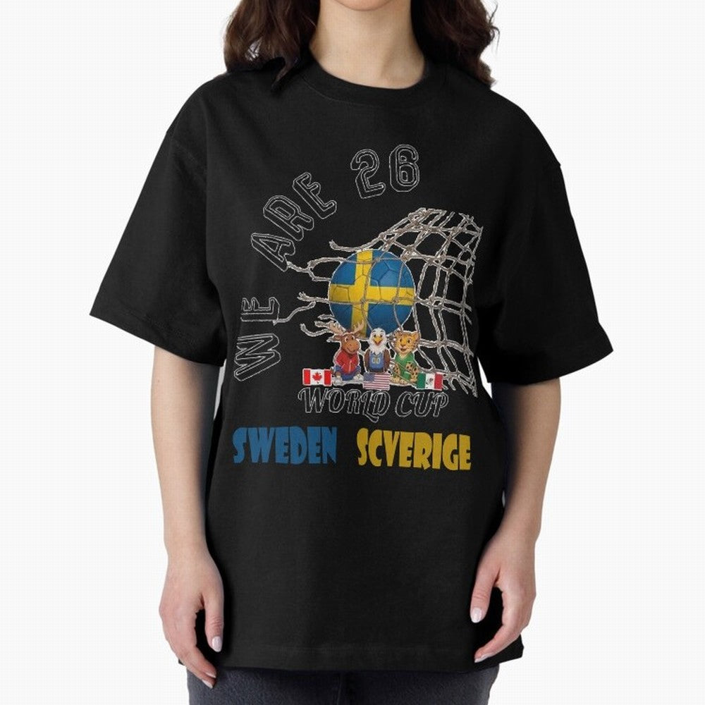 World cup 26 - Sweden Oversized T-Shirt Upgrade FIFA World Cup 2026 for Fans of Haaland and Mbappe and Brazil, Bringing Stadium Chants, National Pride, Trophy Dreams and Unforgettable Football Memories; Ideal for Fans Who Follow Messi, Cristiano