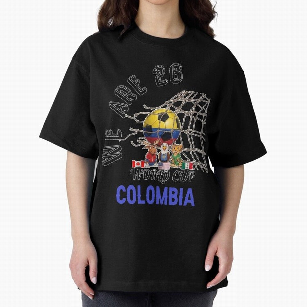 World cup 26 - Colombia Oversized T-Shirt Capture Stadium Memories from FIFA World Cup 2026 USA Canada Mexico for Fans of Messi, Neymar and Mbappe and Germany, Bringing Global Supporter Spirit, Legendary Goals, National Colors and Tournament