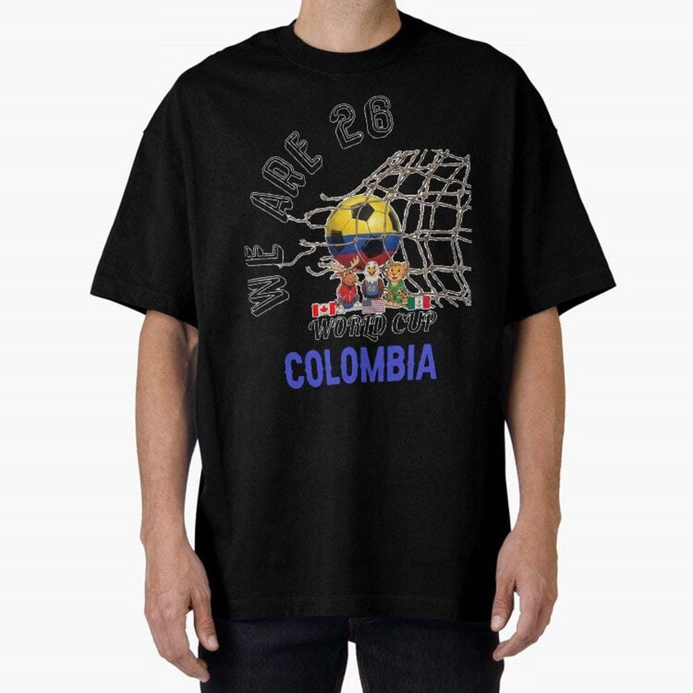 World cup 26 - Colombia Oversized T-Shirt Capture Stadium Memories from FIFA World Cup 2026 USA Canada Mexico for Fans of Messi, Neymar and Mbappe and Germany, Bringing Global Supporter Spirit, Legendary Goals, National Colors and Tournament