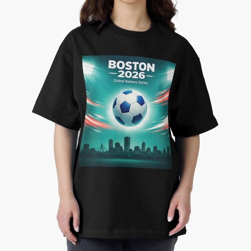 Boston 2026 Soccer Event Oversized T-Shirt Show Your Tournament Heart for FIFA World Cup 2026 Spirit, Centered on England, France and Netherlands, Messi, CR7 and Mbappe, Match Day Excitement, Supporter Culture, Golden Goals and Global Football