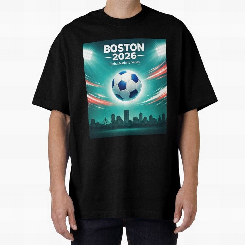 Boston 2026 Soccer Event Oversized T-Shirt Show Your Tournament Heart for FIFA World Cup 2026 Spirit, Centered on England, France and Netherlands, Messi, CR7 and Mbappe, Match Day Excitement, Supporter Culture, Golden Goals and Global Football