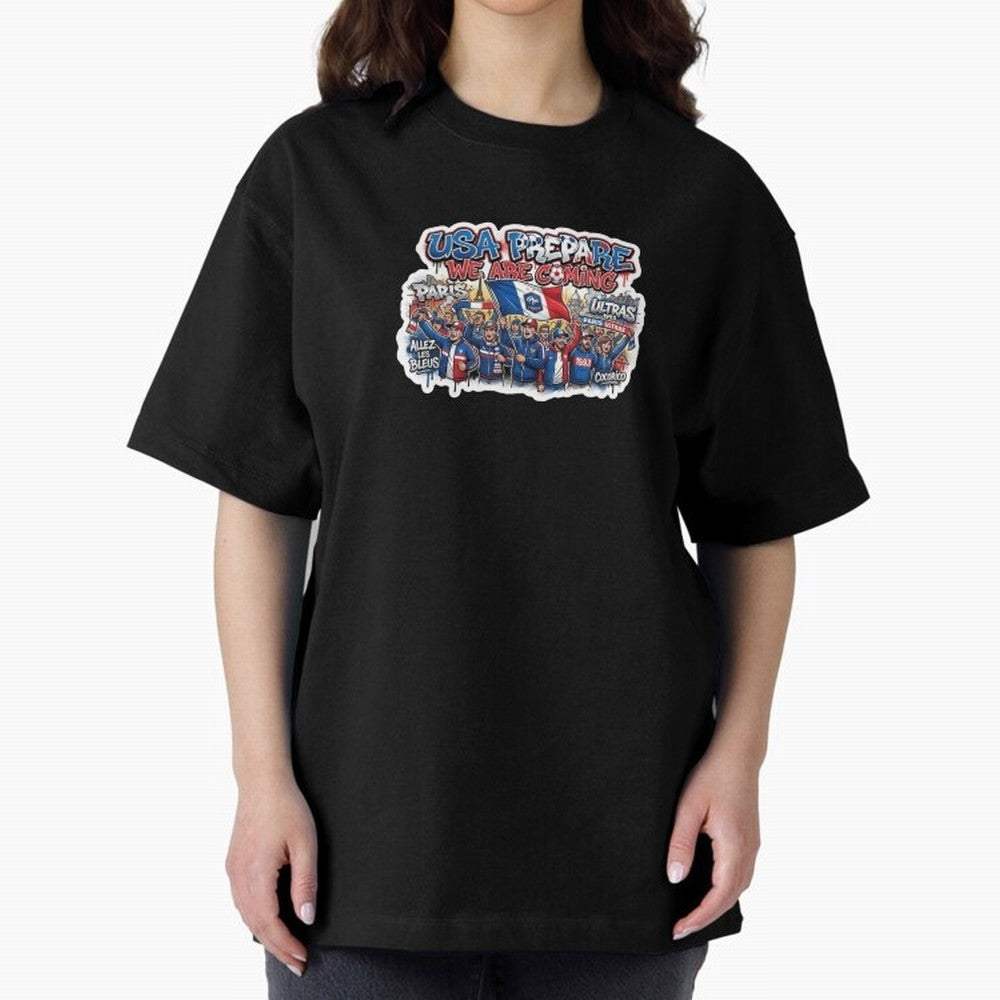 France Soccer Fans 2026 Sticker We Are Coming Oversized T-Shirt Relive Global Football Passion for FIFA World Cup 2026 Group Stage, Filled with Cristiano Ronaldo, Haaland and CR7, Spain, Worldwide Fan Energy, Dramatic Goals, Stadium Lights and