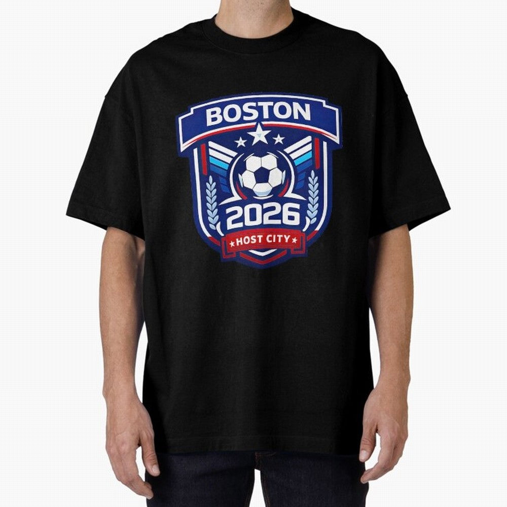 Boston 2026 Host City Welcoming the World Cup Oversized T-Shirt Support the Legends of FIFA World Cup 2026 Spirit, Highlighting England, France and Netherlands, CR7, Football Festival Excitement, Trophy Ambitions, Country Rivalries and Star Player
