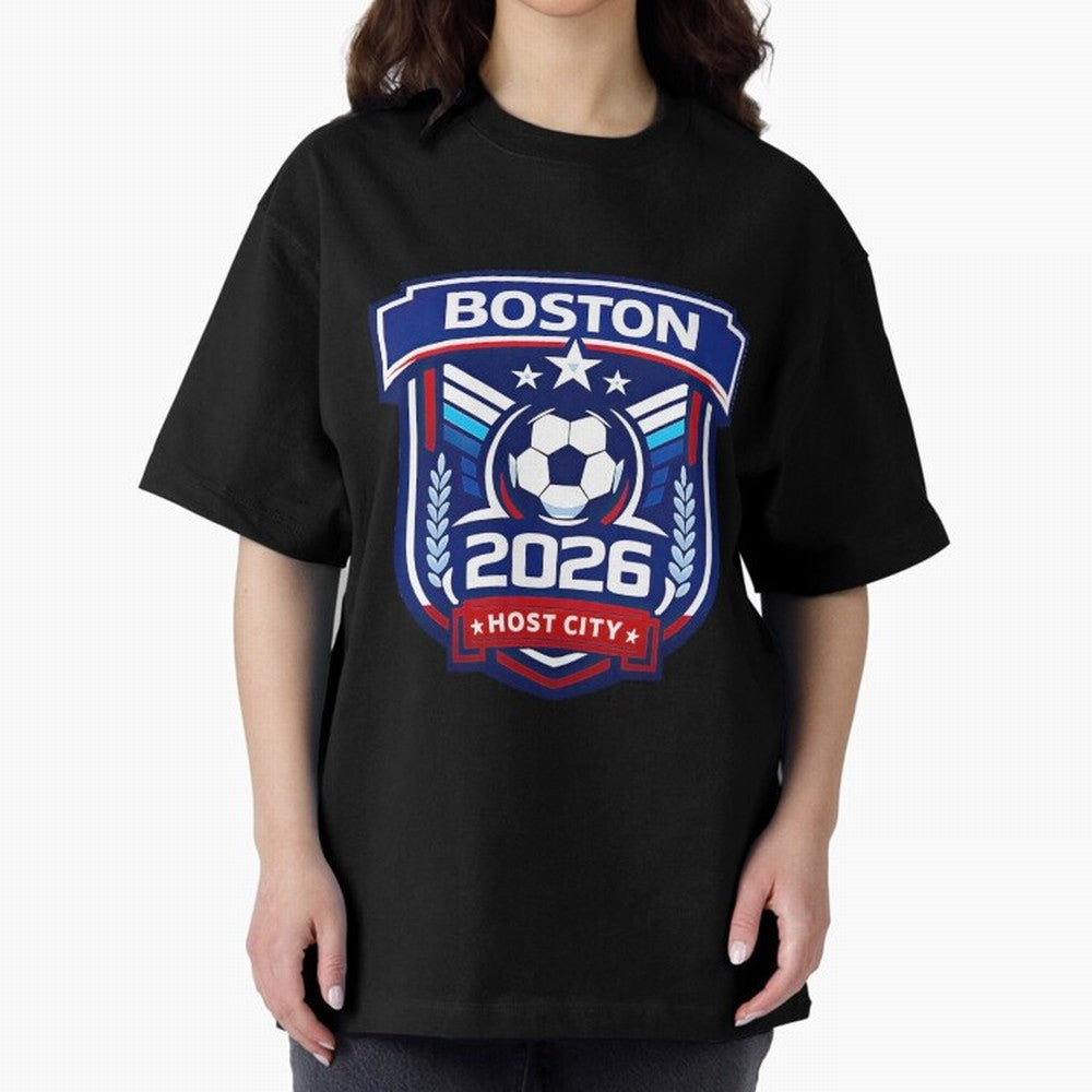 Boston 2026 Host City Welcoming the World Cup Oversized T-Shirt Support the Legends of FIFA World Cup 2026 Spirit, Highlighting England, France and Netherlands, CR7, Football Festival Excitement, Trophy Ambitions, Country Rivalries and Star Player