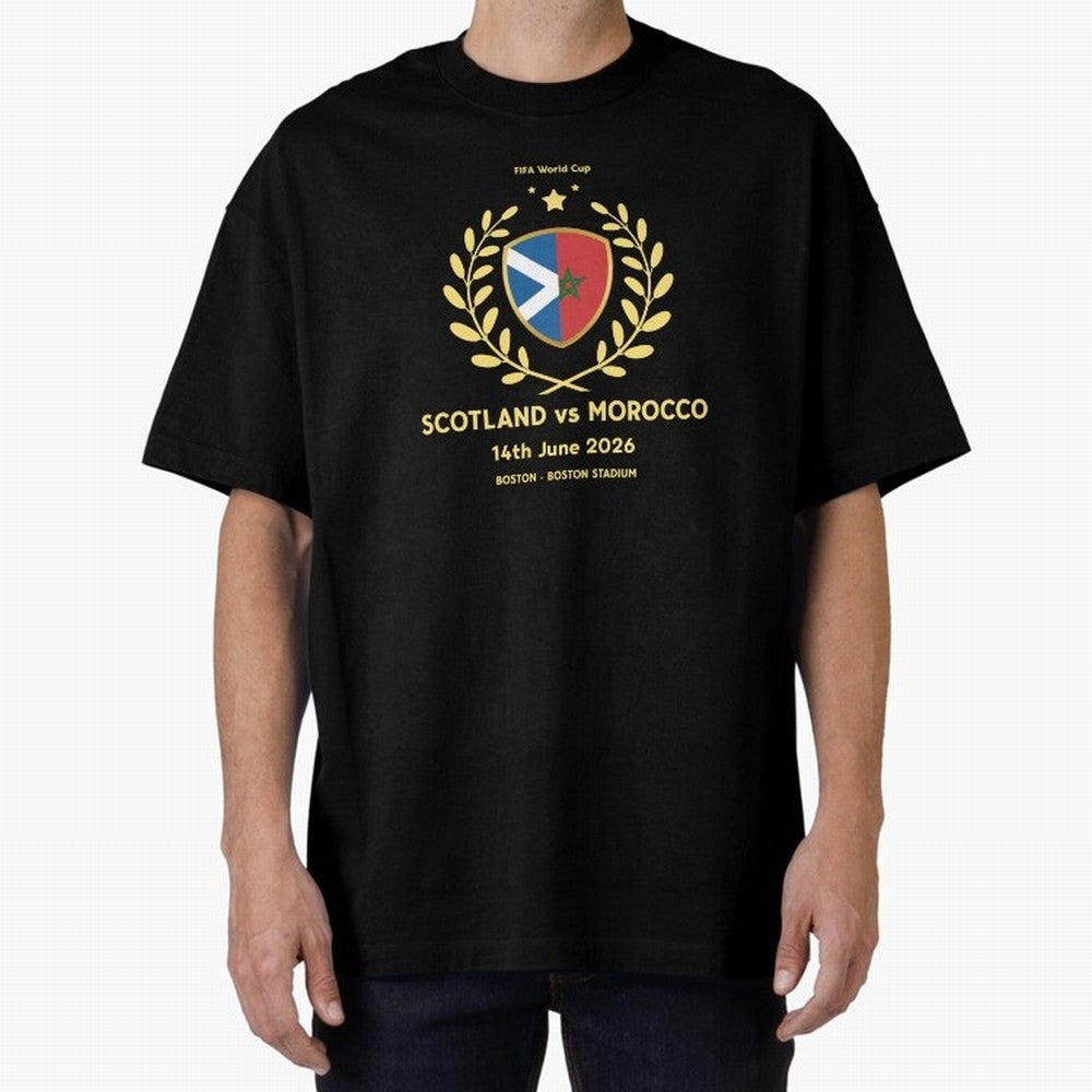 FIFA World Cup - Scotland v Morocco Oversized T-Shirt Show Your Love for FIFA World Cup 2026 Group Stage Spirit, Filled with France, Mbappe and Neymar, Retro Football Energy, Iconic Rivalries, Trophy Chase Drama and Stadium Atmosphere; Made for