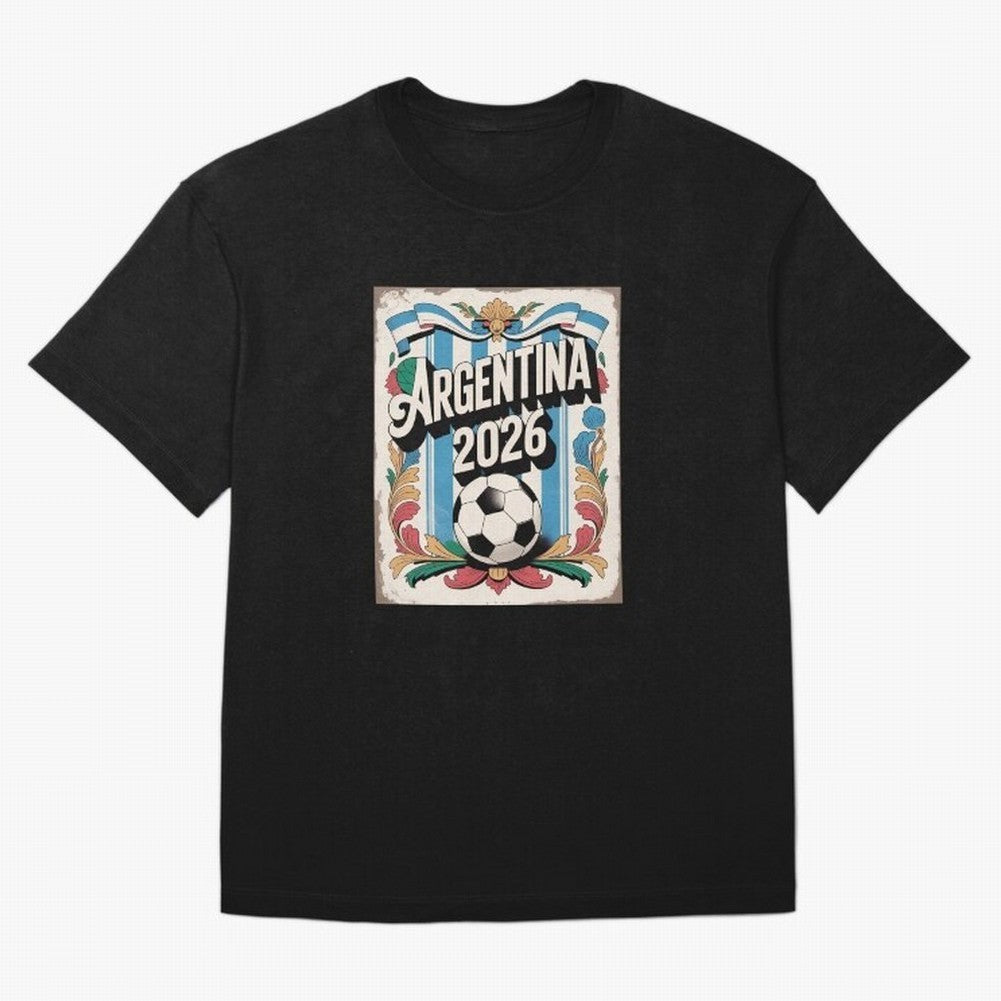Argentina World Cup 2026 Filete Porte?o Vintage Football Poster - Buenos Aires Folk Art Fan Design Oversized T-Shirt Bring Bold Fan Energy to the FIFA World Cup 2026 Journey through Mbappe Highlights, England and Germany Pride, Game Day Rituals,
