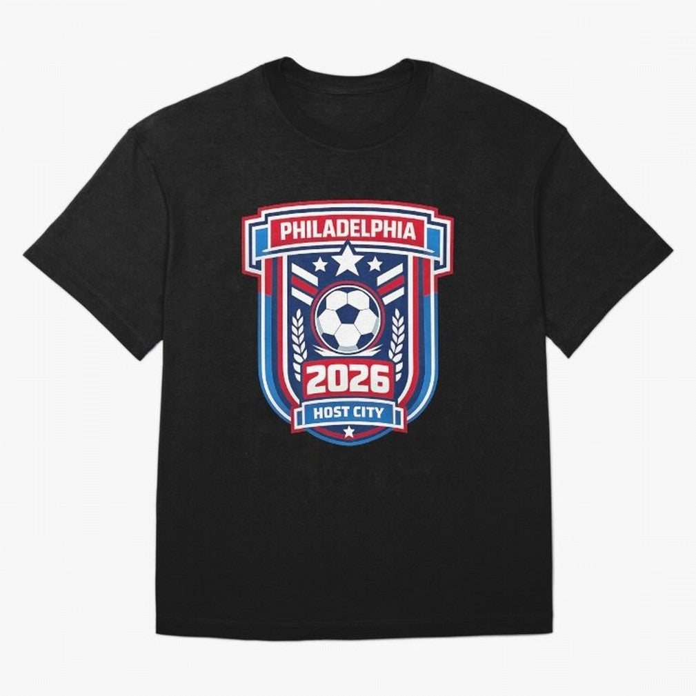 Philadelphia 2026 Soccer Host City Welcoming the World Cup Oversized T-Shirt Celebrate FIFA World Cup 2026 USA Canada Mexico for Fans of Mbappe and Neymar and France and Portugal, Bringing Football Passion, Legendary Performances, Festival Vibes