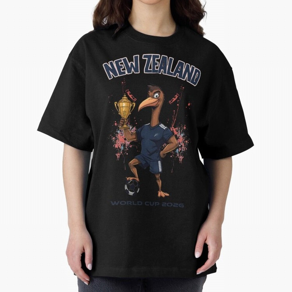 New Zealand - World Cup 2026 Oversized T-Shirt Celebrate the Biggest Stage of FIFA World Cup 2026 Group Stage Featuring Cristiano Ronaldo, France and Portugal Energy, Match Day Excitement, Supporter Culture, Golden Goals and Global Football