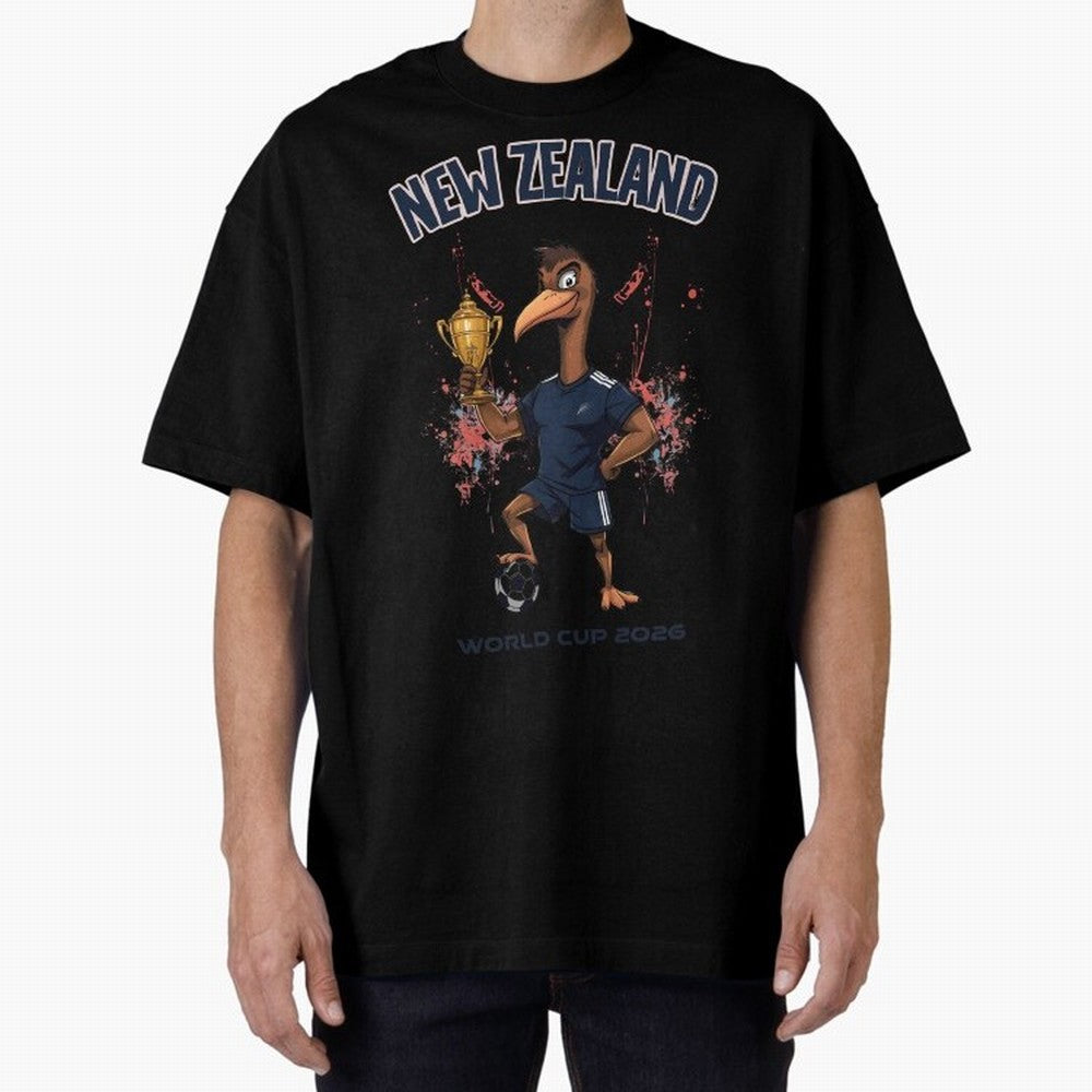 New Zealand - World Cup 2026 Oversized T-Shirt Celebrate the Biggest Stage of FIFA World Cup 2026 Group Stage Featuring Cristiano Ronaldo, France and Portugal Energy, Match Day Excitement, Supporter Culture, Golden Goals and Global Football