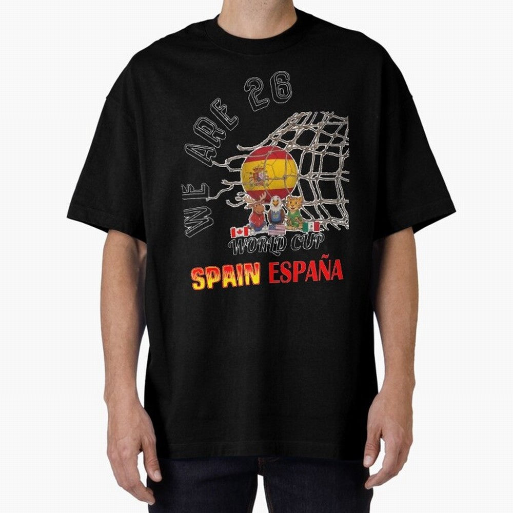 World cup 26 - Spain Oversized T-Shirt Showcase FIFA World Cup 2026 USA Canada Mexico Spirit, Capturing Portugal, Spain and Germany, Neymar, Vintage Soccer Flavor, Modern Football Stars, National Flags and Final Night Emotion; Built for Supporters
