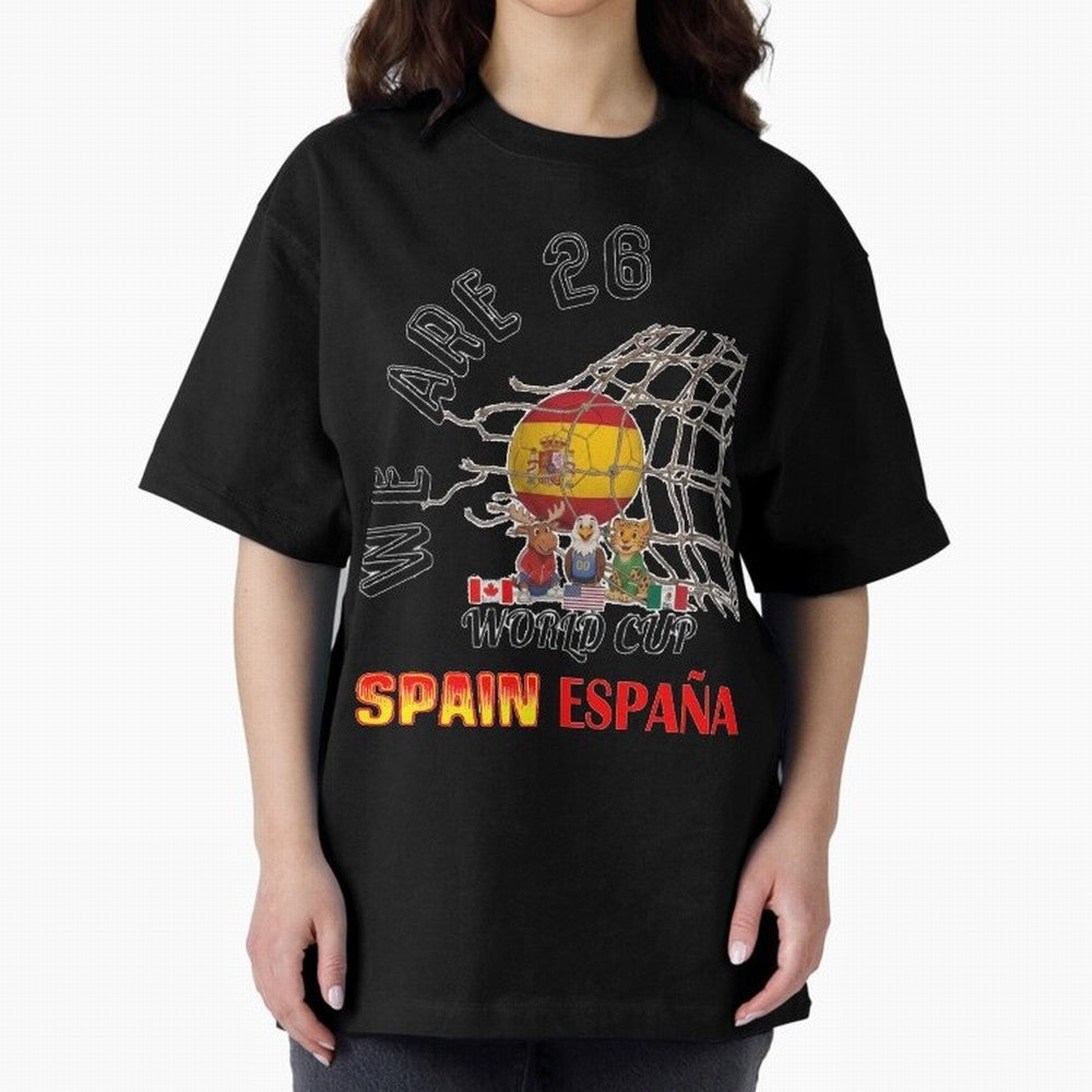 World cup 26 - Spain Oversized T-Shirt Showcase FIFA World Cup 2026 USA Canada Mexico Spirit, Capturing Portugal, Spain and Germany, Neymar, Vintage Soccer Flavor, Modern Football Stars, National Flags and Final Night Emotion; Built for Supporters