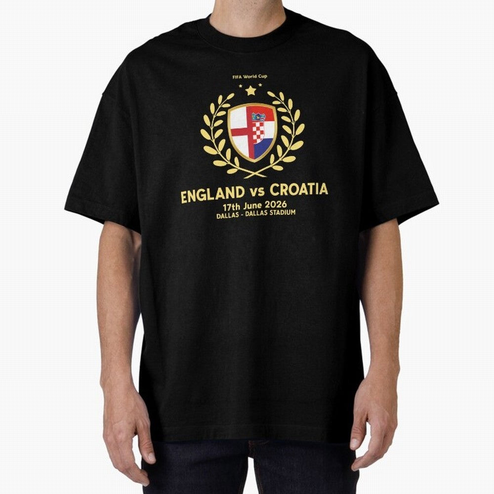FIFA World Cup - England v Croatia Oversized T-Shirt Live the Energy of Global Football Passion for FIFA World Cup 2026 USA Canada Mexico, Driven by Mbappe and Neymar, France and Portugal, Tournament Hype, Historic Matchups, Family Viewing Parties