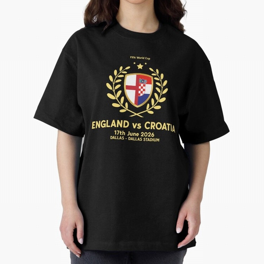 FIFA World Cup - England v Croatia Oversized T-Shirt Live the Energy of Global Football Passion for FIFA World Cup 2026 USA Canada Mexico, Driven by Mbappe and Neymar, France and Portugal, Tournament Hype, Historic Matchups, Family Viewing Parties