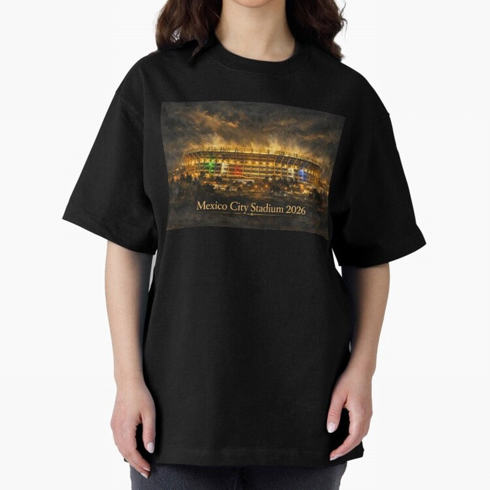 Mexico City Stadium at Night Oversized T-Shirt Celebrate Fan Culture around FIFA World Cup 2026 Spirit, Made for Argentina, Messi, Goal Celebration Energy, Supporter Heritage, Football Icons and Worldwide Tournament Joy; Great for Watch Parties,