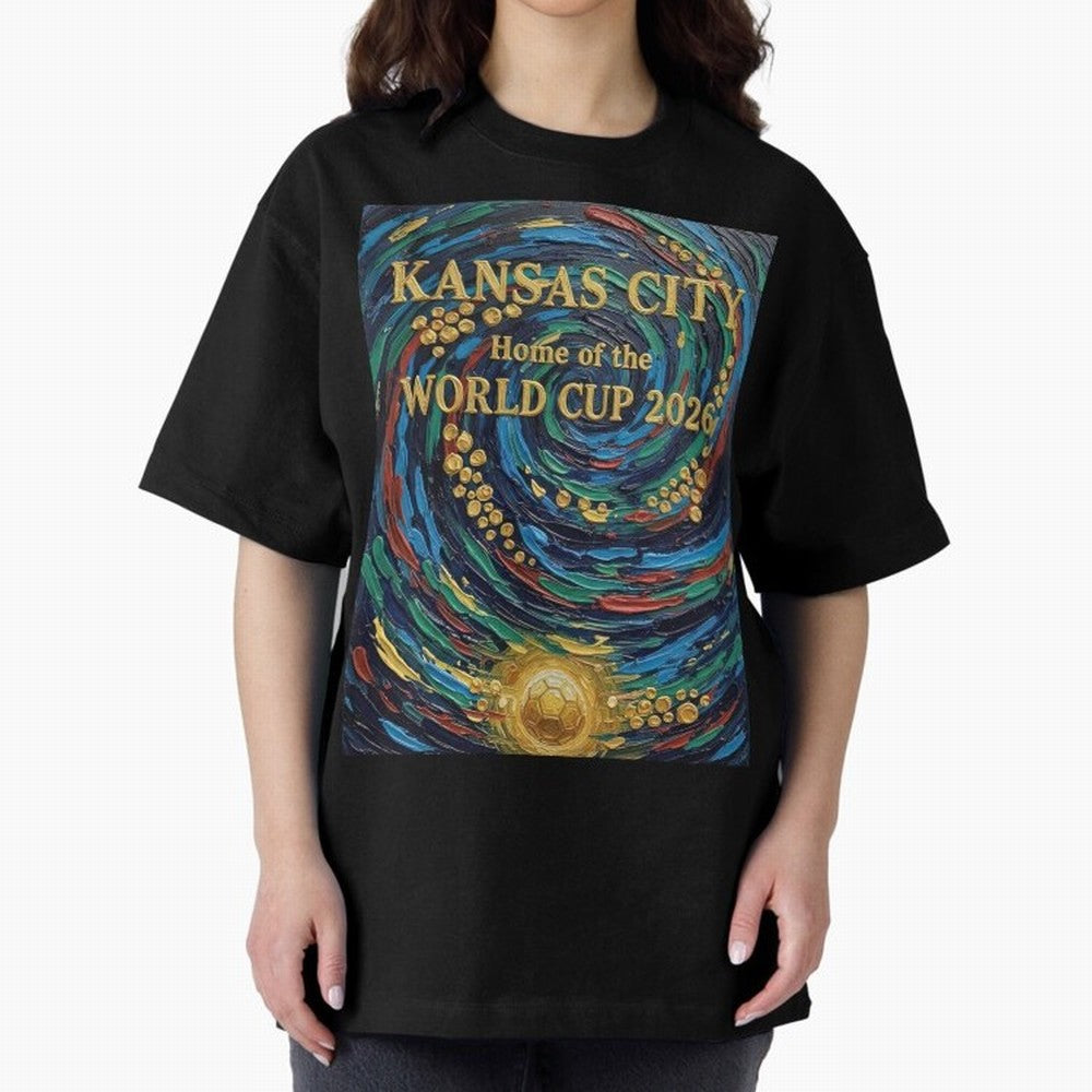 Kansas City Home of the World Cup 2026 Soccer Fan ¡ª Moody Jewel Art Print Oversized T-Shirt Show Fan Pride Across FIFA World Cup 2026 Centered on CR7 and Messi, Portugal, Spain and Germany Energy, Game Day Rituals, Football Legends, Country Pride