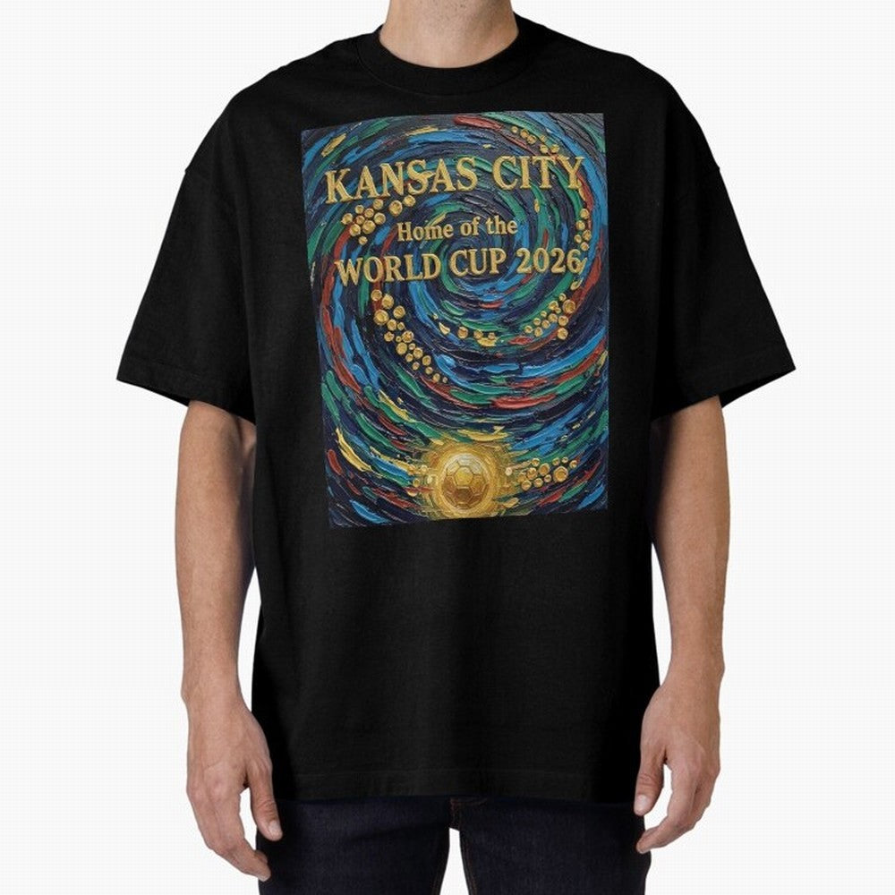 Kansas City Home of the World Cup 2026 Soccer Fan ¡ª Moody Jewel Art Print Oversized T-Shirt Show Fan Pride Across FIFA World Cup 2026 Centered on CR7 and Messi, Portugal, Spain and Germany Energy, Game Day Rituals, Football Legends, Country Pride