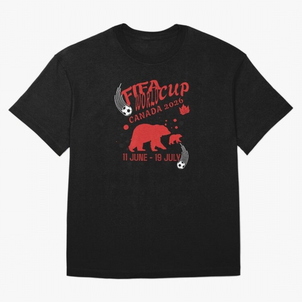 FIFA World Cup Canada 2026 Bear Maple Leaf - Football Canadian Design Oversized T-Shirt Show Passion for the Stars of FIFA World Cup 2026 Group Stage for Fans of Messi and England, France and Netherlands, Bringing Goal Celebration Energy, Supporter