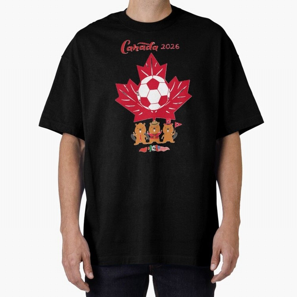 Canada 2026 Oversized T-Shirt Support FIFA World Cup 2026 USA Canada Mexico Spirit, Inspired by Portugal, Neymar, Haaland and Cristiano Ronaldo, Sports Nostalgia, International Competition, Famous Players and Unforgettable Victories; Ideal for