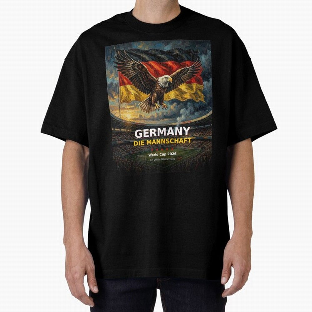 Germany Die Mannschaft - World Cup 2026 Soccer Fan Tee Oversized T-Shirt Show Passion for the Stars of FIFA World Cup 2026 for Fans of Messi and Cristiano Ronaldo and Brazil, Portugal and Argentina, Bringing Football Festival Excitement, Trophy