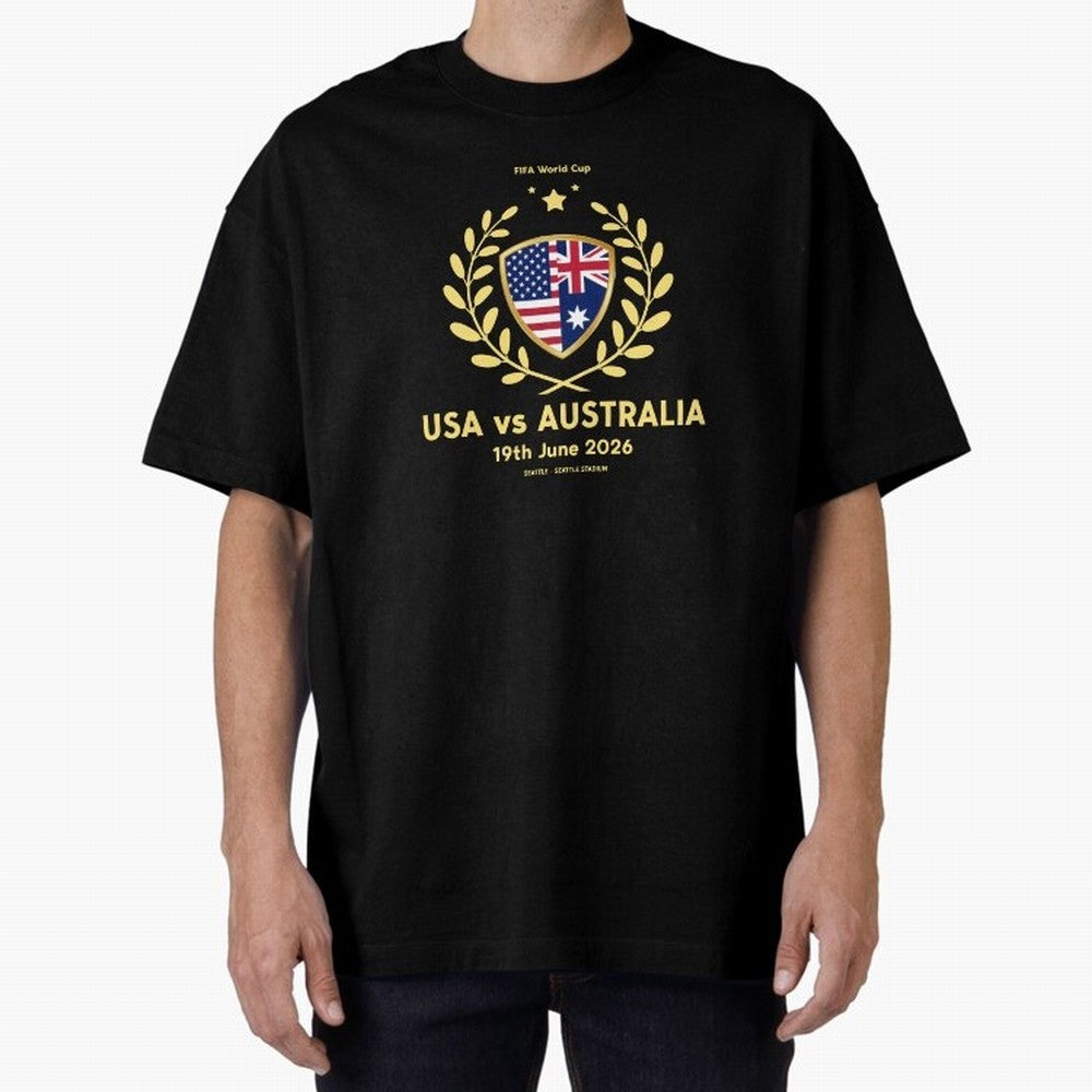 FIFA World Cup - USA v Australia Oversized T-Shirt Celebrate Unforgettable Nights in FIFA World Cup 2026 Group Stage Celebrating Haaland, Netherlands Energy, Football History, Final Match Energy, Crowd Noise and Once in a Lifetime Moments; Made for