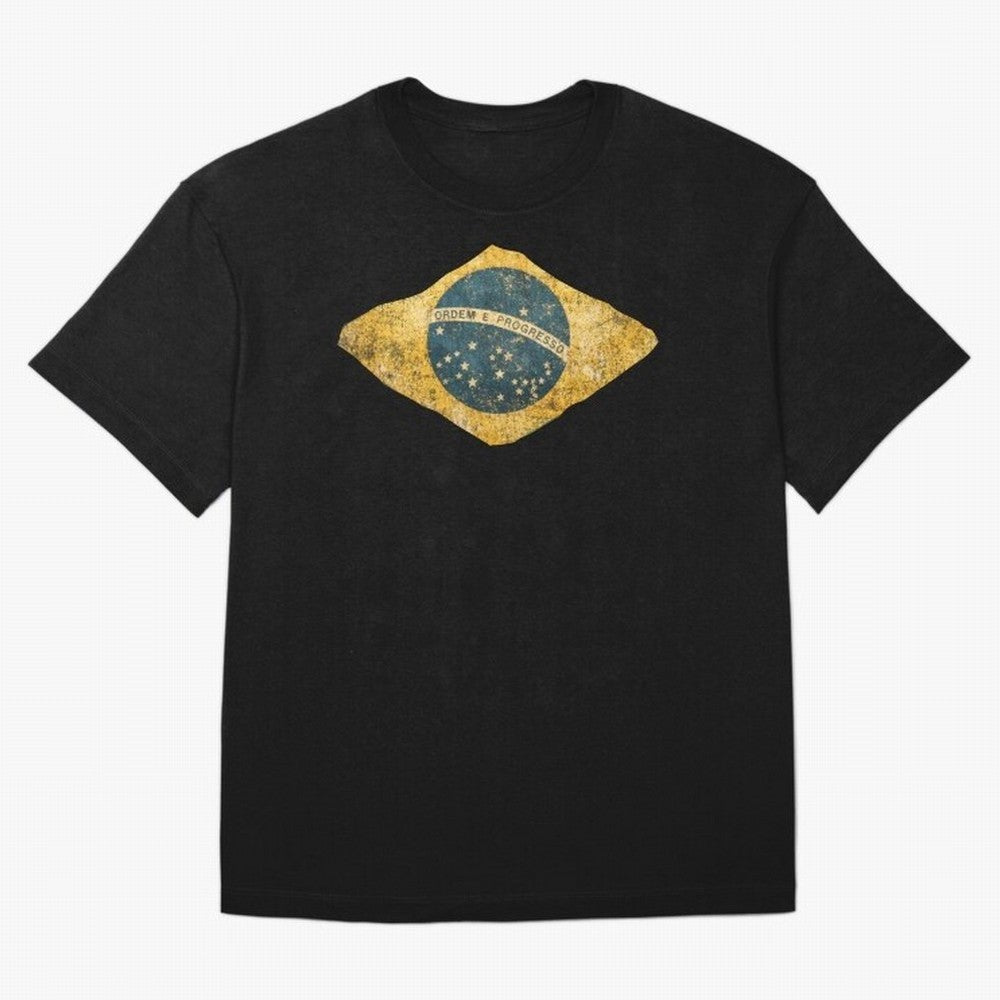 Vintage Brazil Flag Soccer Fan Design Oversized T-Shirt Live the Energy of Match Day Hype around FIFA World Cup 2026 Group Stage, Messi, CR7 and Mbappe, Spain, Champion Mindset, Group Stage Buzz, Knockout Tension and Passionate Fan Culture; Made