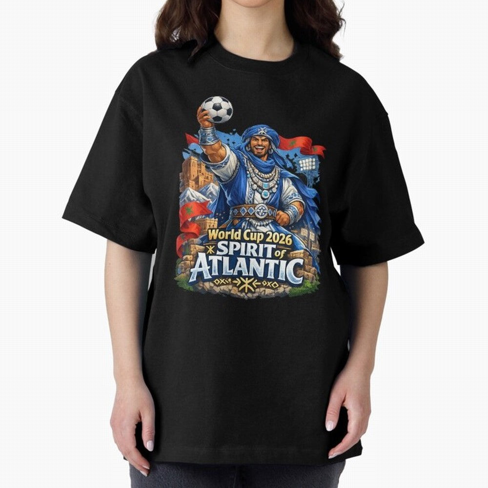 Moroccan World Cup 2026 Spirit of Atlantic Oversized T-Shirt Make Every Kick Count in FIFA World Cup 2026 Group Stage Made for Cristiano Ronaldo, Netherlands Energy, Global Supporter Spirit, Legendary Goals, National Colors and Tournament